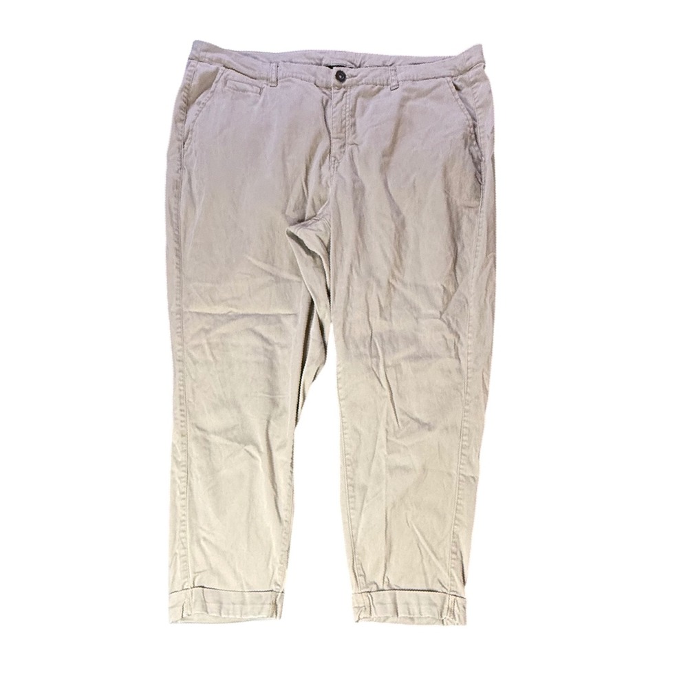 Lane Bryant Cropped Pants Cuffed Ankle Chinos Khaki Beige Plus Size 22